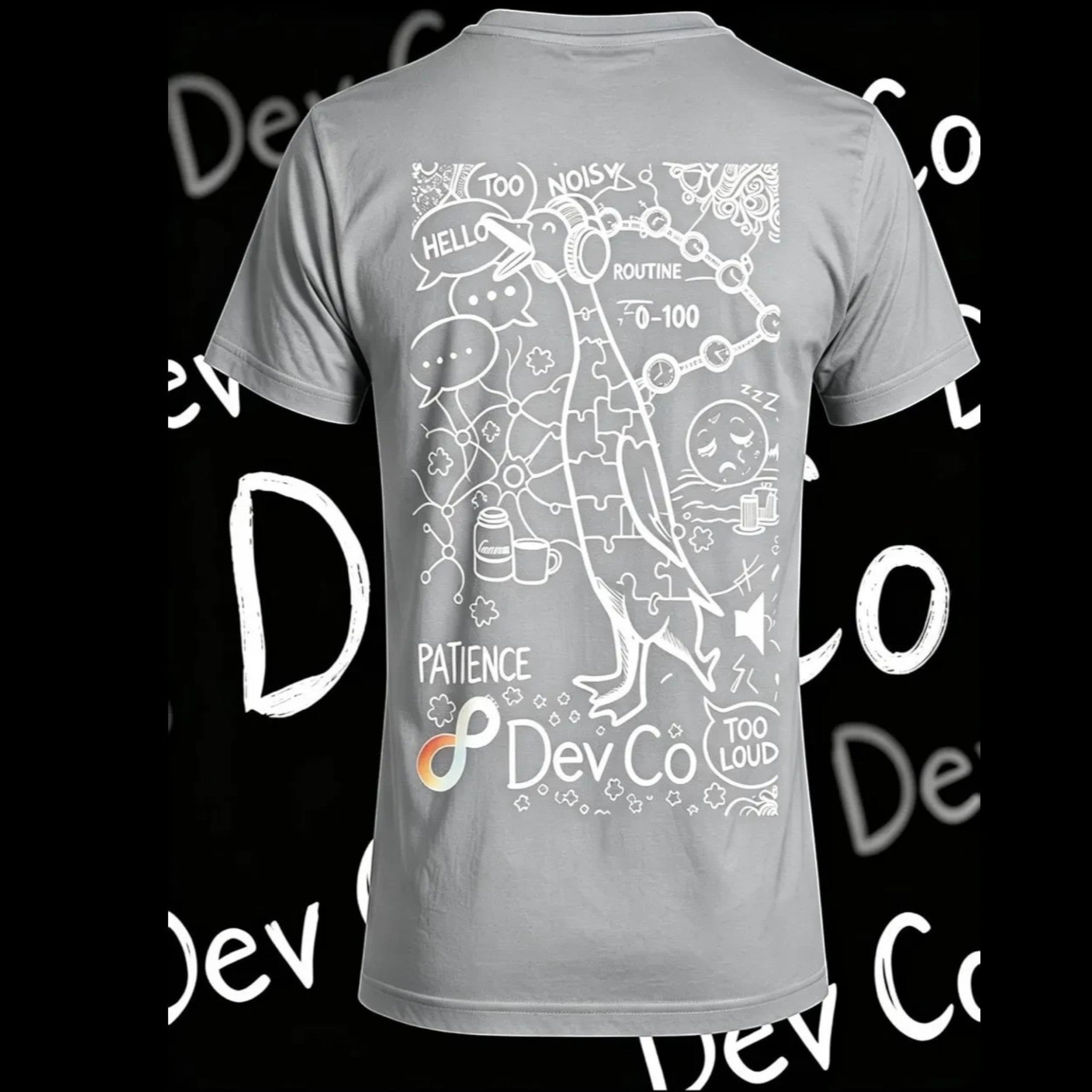 Dev co clothing grey 100% organic cotton t-shirt with autism awareness graphic print.
