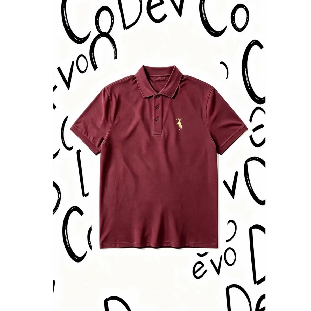 Dev co clothing semi-fitted burgundy golf polo shirt in Coolplus polyester with a three-button placket